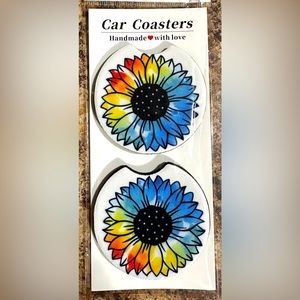 Neoprene car coaster set w/ a rubber bottom to keep them from slipping!